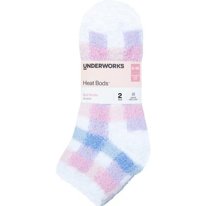 Underworks Ladies Heat Bods Bed Socks Size 5-10 Assorted 2 Pack