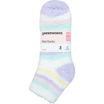 Underworks Ladies Heat Bods Bed Socks Size 5-10 Assorted 2 Pack