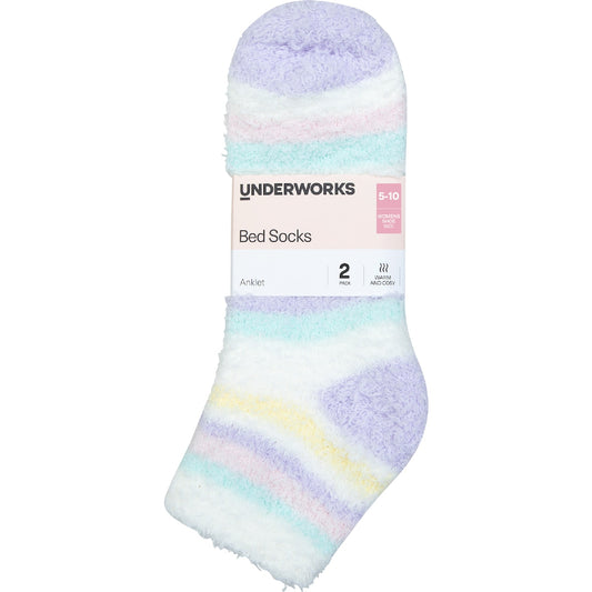 Underworks Ladies Heat Bods Bed Socks Size 5-10 Assorted 2 Pack