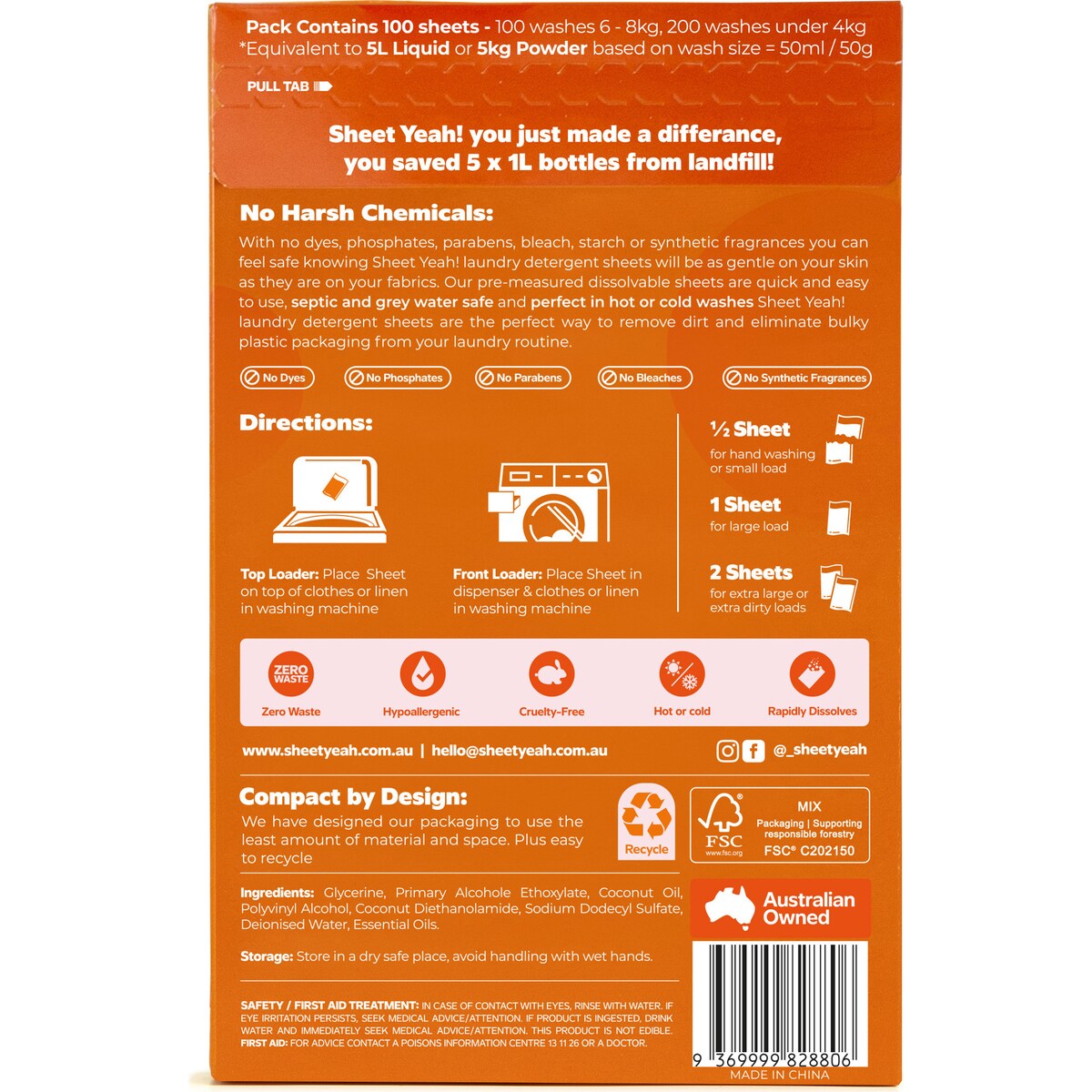 Sheet Yeah Laundry Detergent Sheets Summer Daze 100 pack