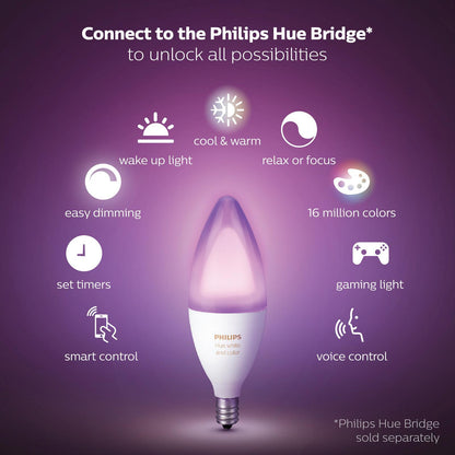 Philips Hue P45 E14 Smart Candle - 470lm - Colour - 6W