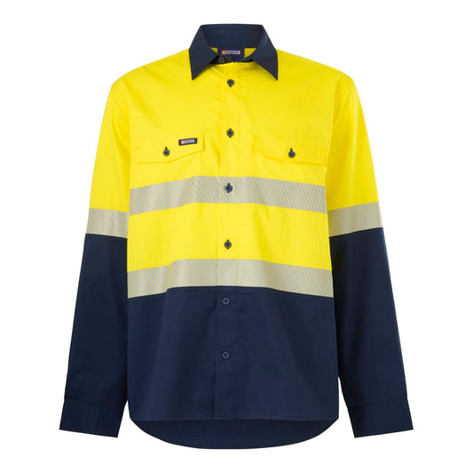 Citeco Hi Vis Long Sleeve Taped Shirt - XL - Yellow/Navy