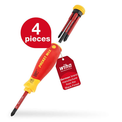 Wiha PocketMax Electric Screwdriver Bit Magazine - 4 SlimBits - 75mm