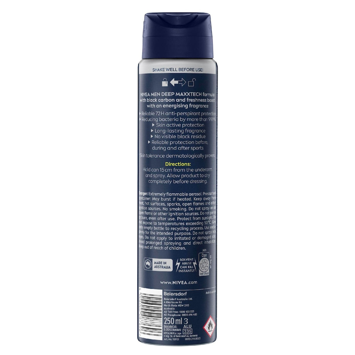 Nivea Men Deep Extreme 72hr Protection Deodorant 250ml
