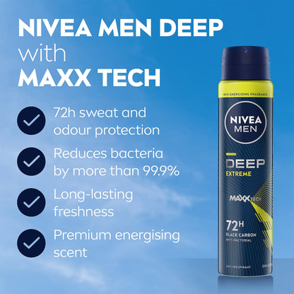 Nivea Men Deep Extreme 72hr Protection Deodorant 250ml