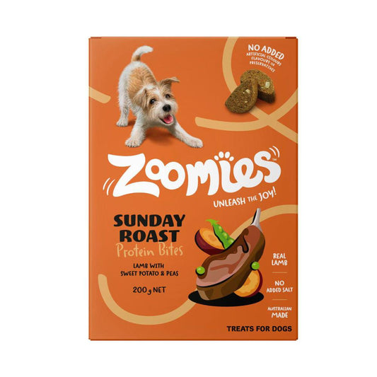 Zoomies Protein Bites Sunday Roast With Lamb Sweet Potato & Peas Dog Treat - 200g