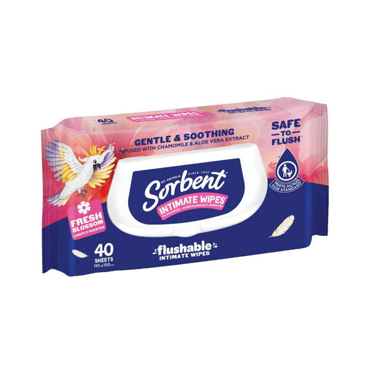 Sorbent Intimate Flushable Toilet Wipes - 40 Pack