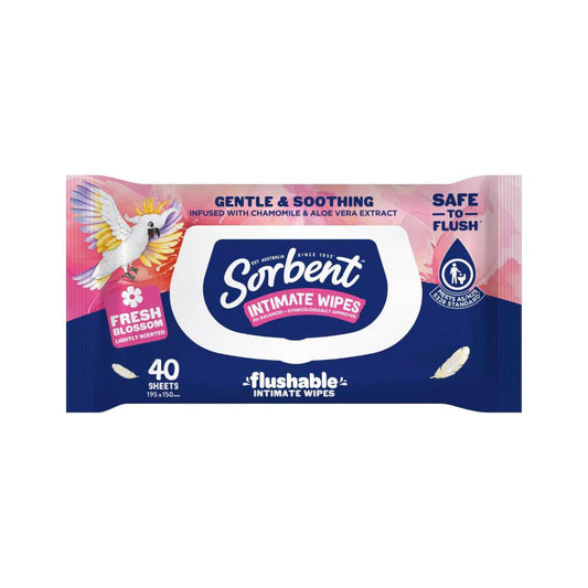 Sorbent Intimate Flushable Toilet Wipes - 40 Pack