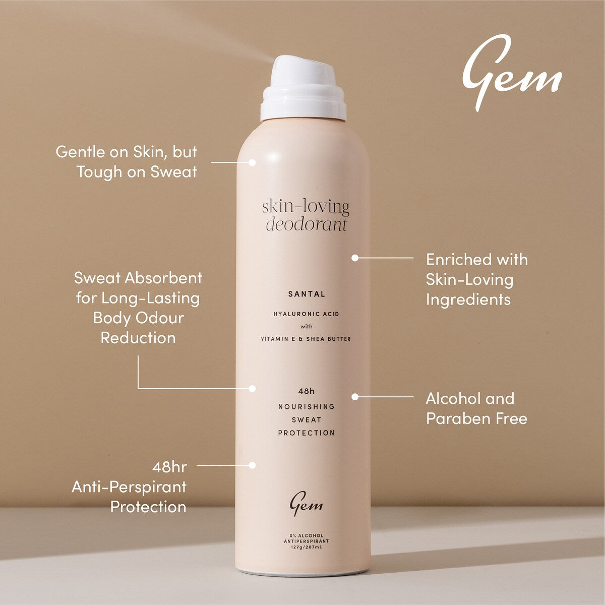 Gem Deodorant Antiperspirant Santal 127g