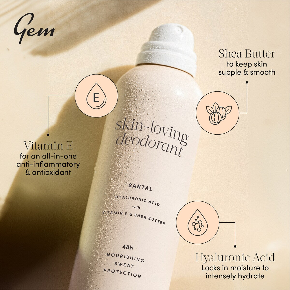 Gem Deodorant Antiperspirant Santal 127g