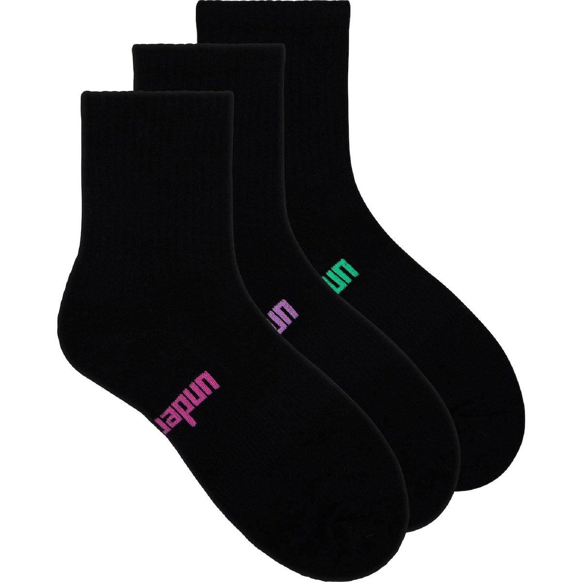 Underworks Womens Cushioned Mid Crew Sport Socks Size 5-8 3 Pack