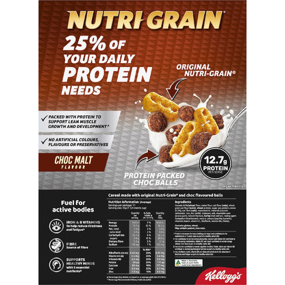 Kelloggs Nutri Grain High Protein Crunch Choc Malt Cereal 500g