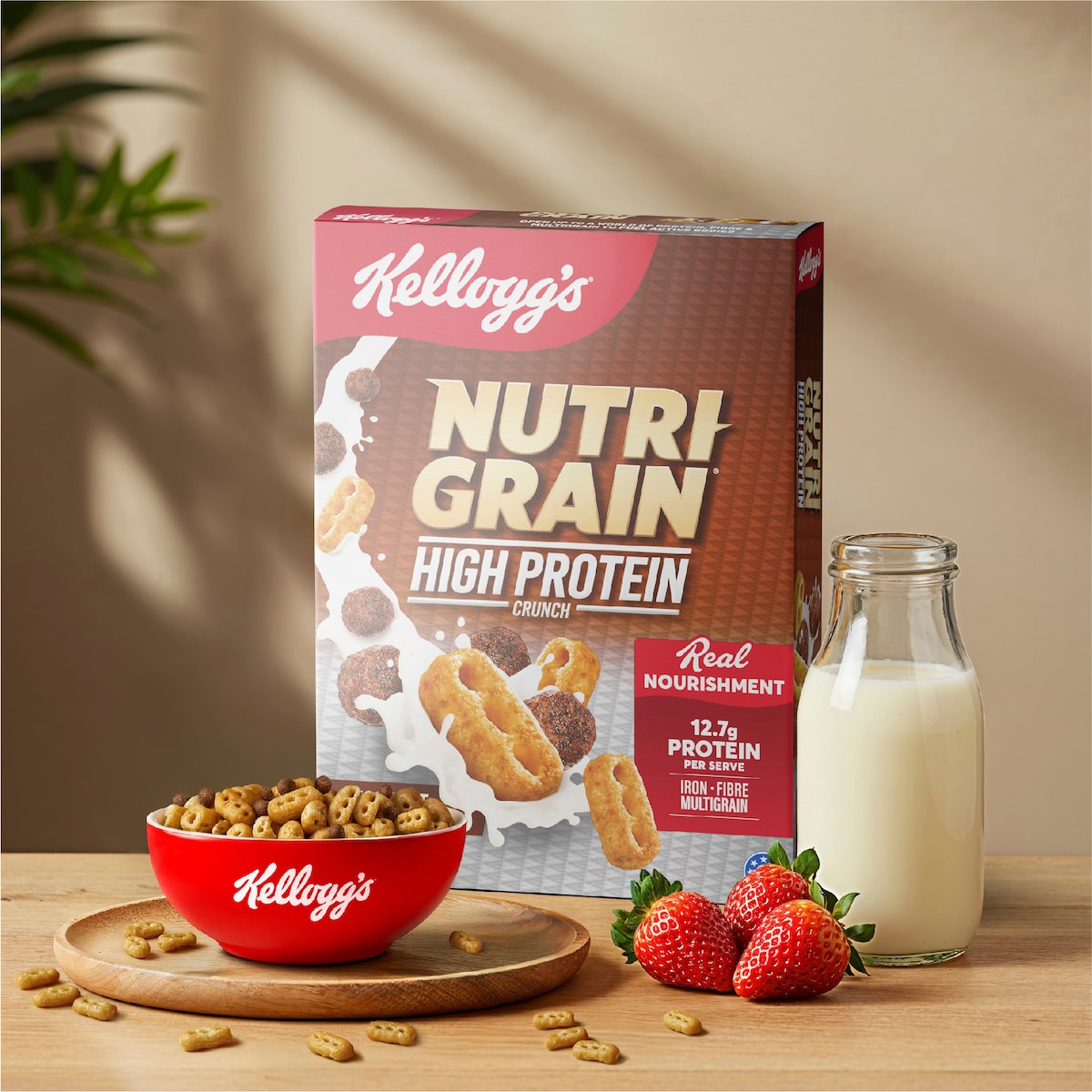 Kelloggs Nutri Grain High Protein Crunch Choc Malt Cereal 500g