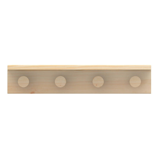 Mode Timber Hooks on Pine Board with Shelf - 4 Hooks - 450mm