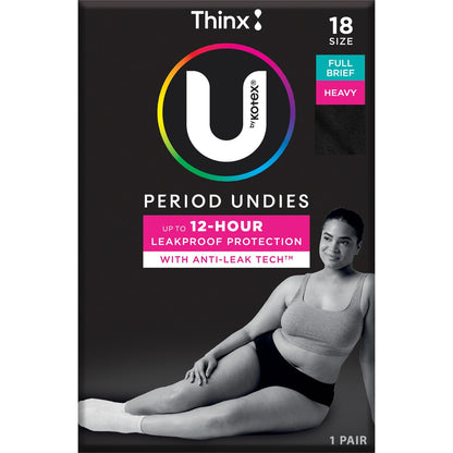 U By Kotex Thinx Period Undies Brief Cut Size 18 Each