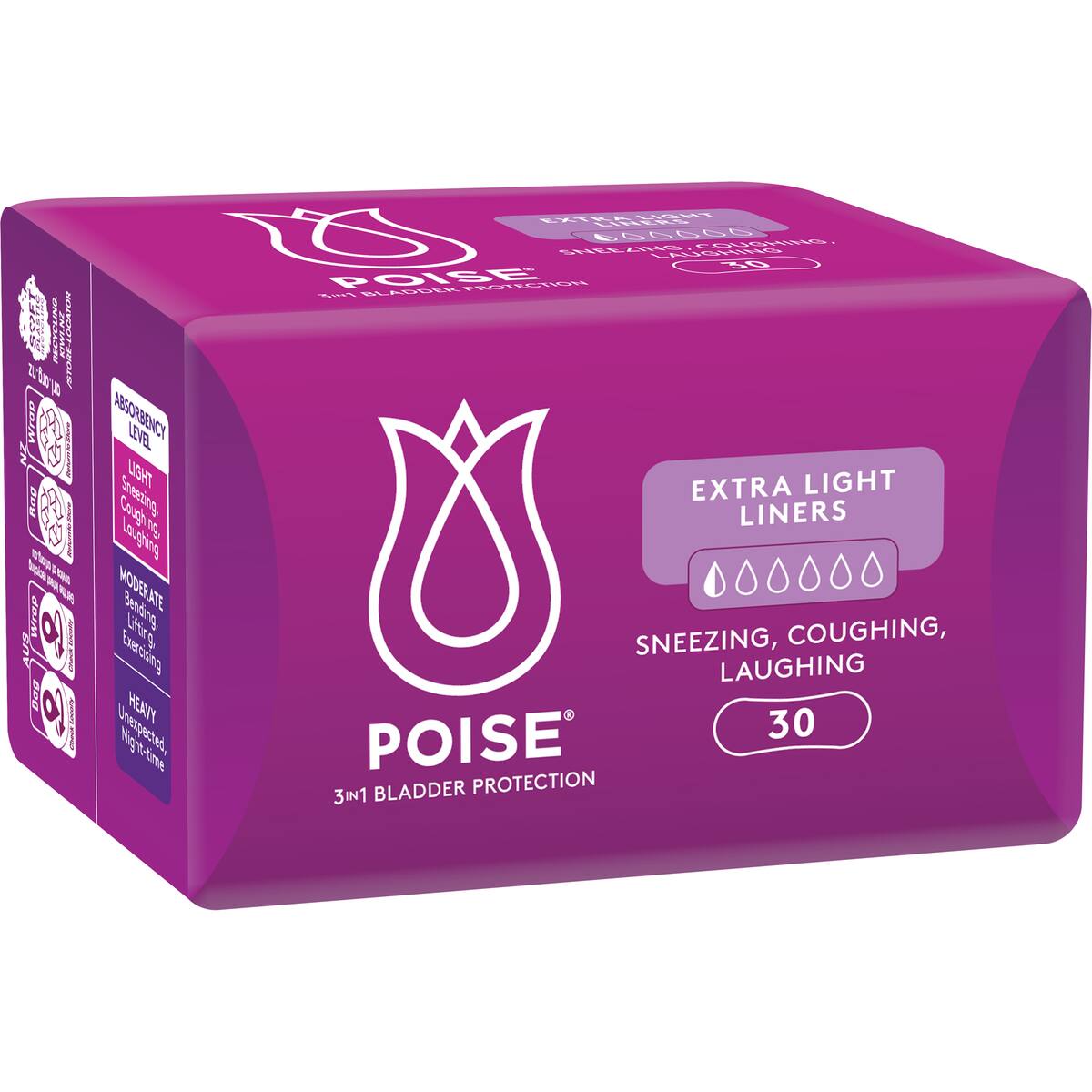 Poise Incontinence Liners Extra Light 30 Pack