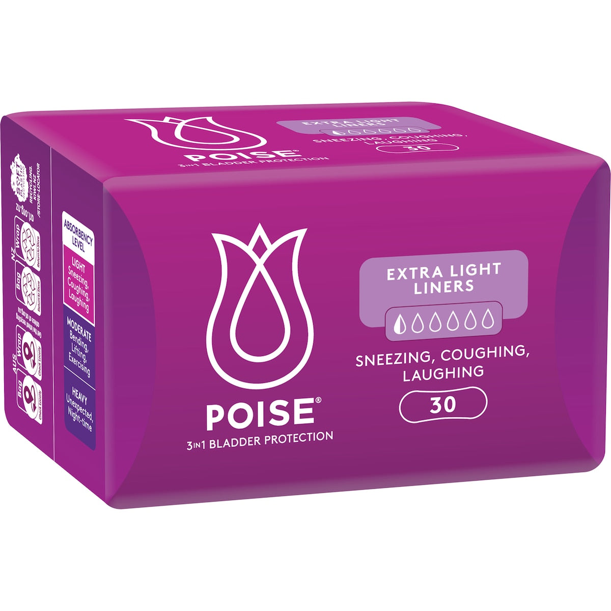 Poise Incontinence Liners Extra Light 30 Pack
