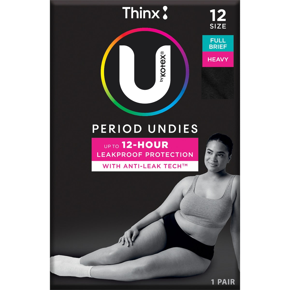 U By Kotex Thinx Period Undies Brief Cut Size 12 Each