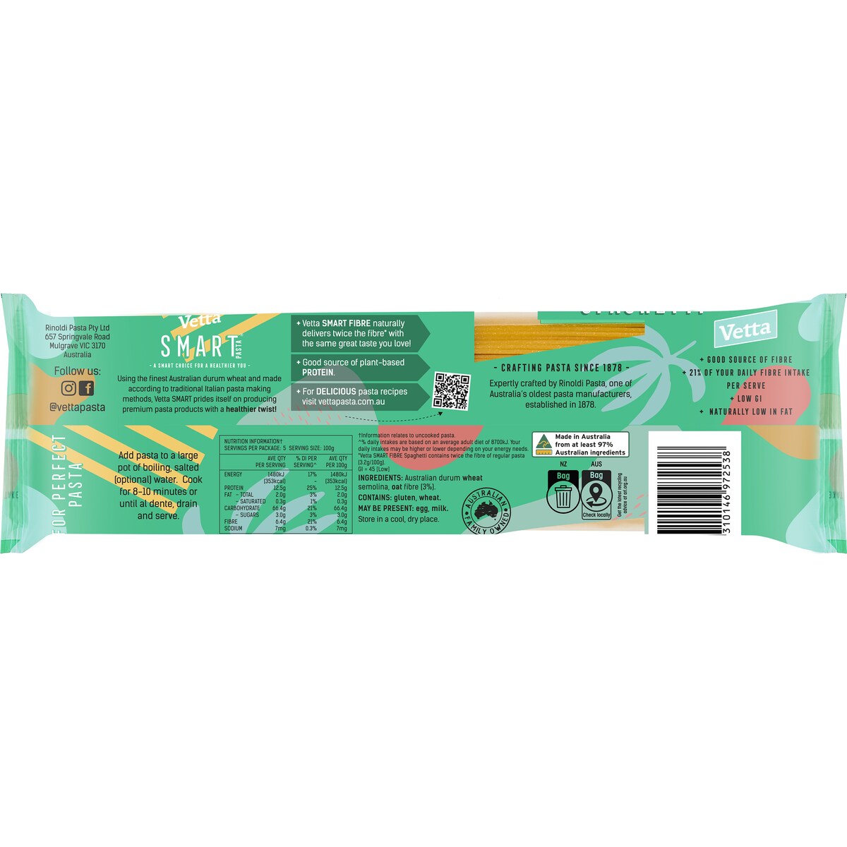 Vetta SMART Fibre Spaghetti Pasta 500g