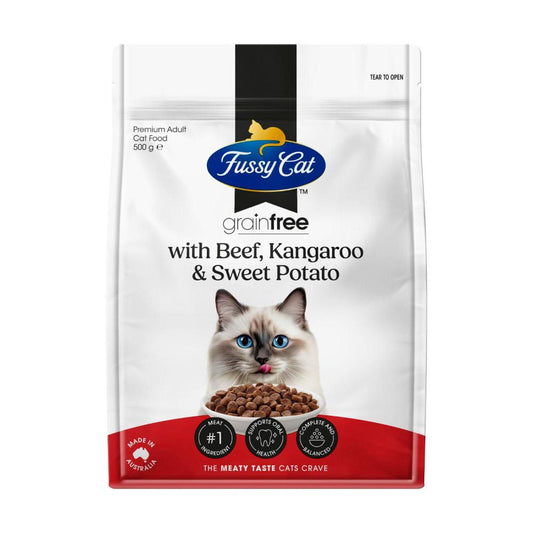 Fussy Cat Grain Free Adult Dry Cat Food Beef & Kangaroo With Sweet Potato - 500g