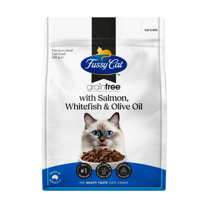 Fussy Cat Grain Free Salmon & Oceanfish With Olive Oil Dry Cat Food - 500g