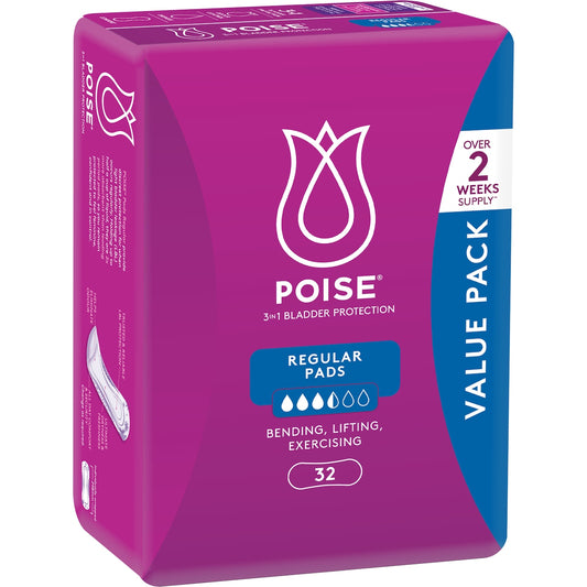 Poise Bladder Protection Pads Regular Value 32 pack