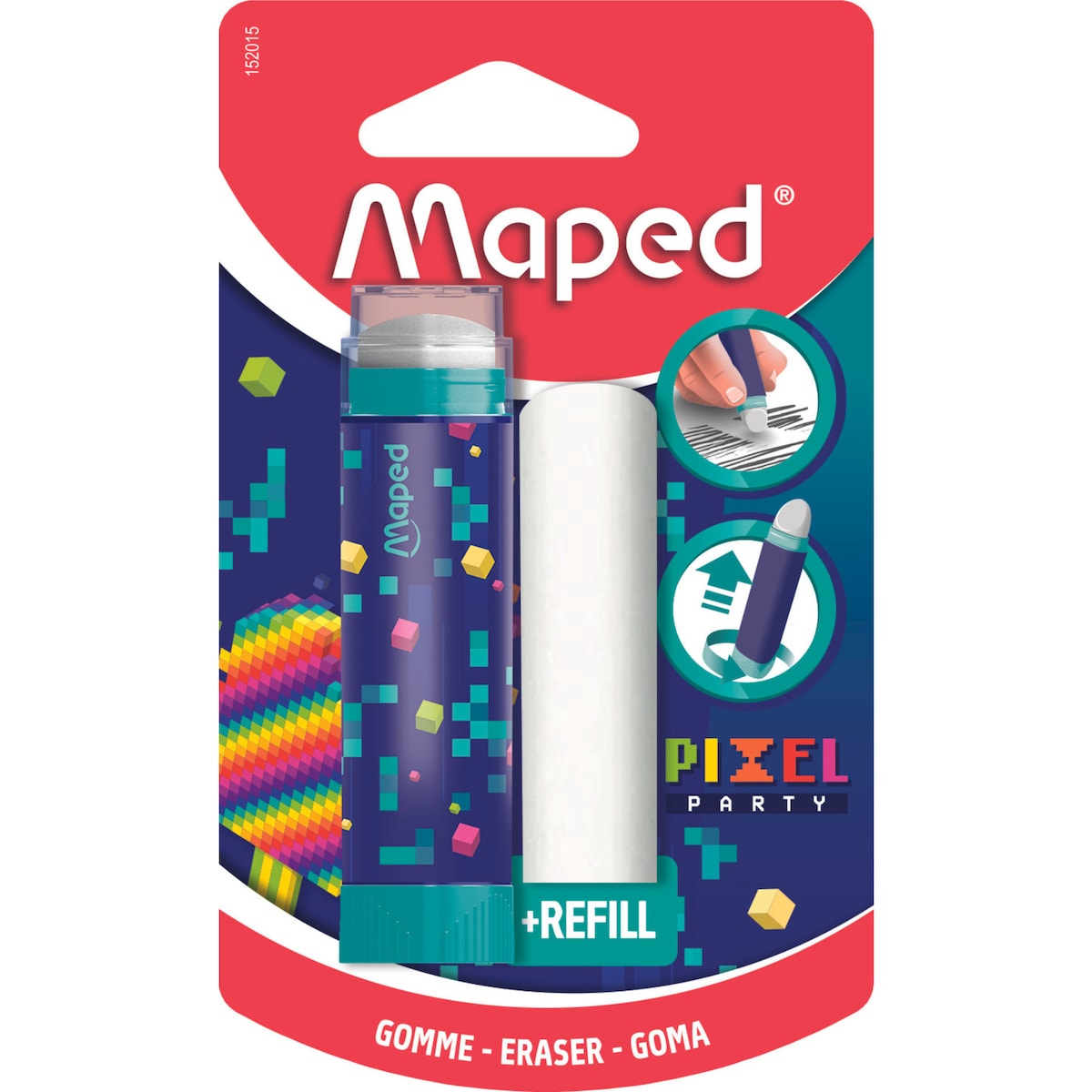 Maped Pixel Party Eraser Stick & Refill Each