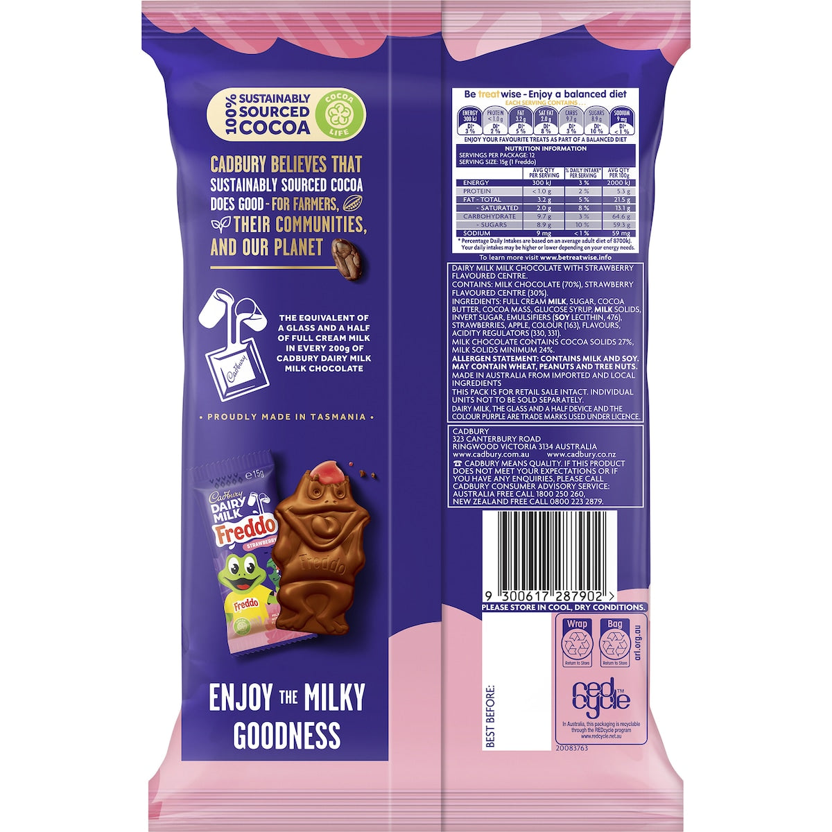 Cadbury Dairy Milk Chocolate Freddo Strawberry 180g 12 Pack