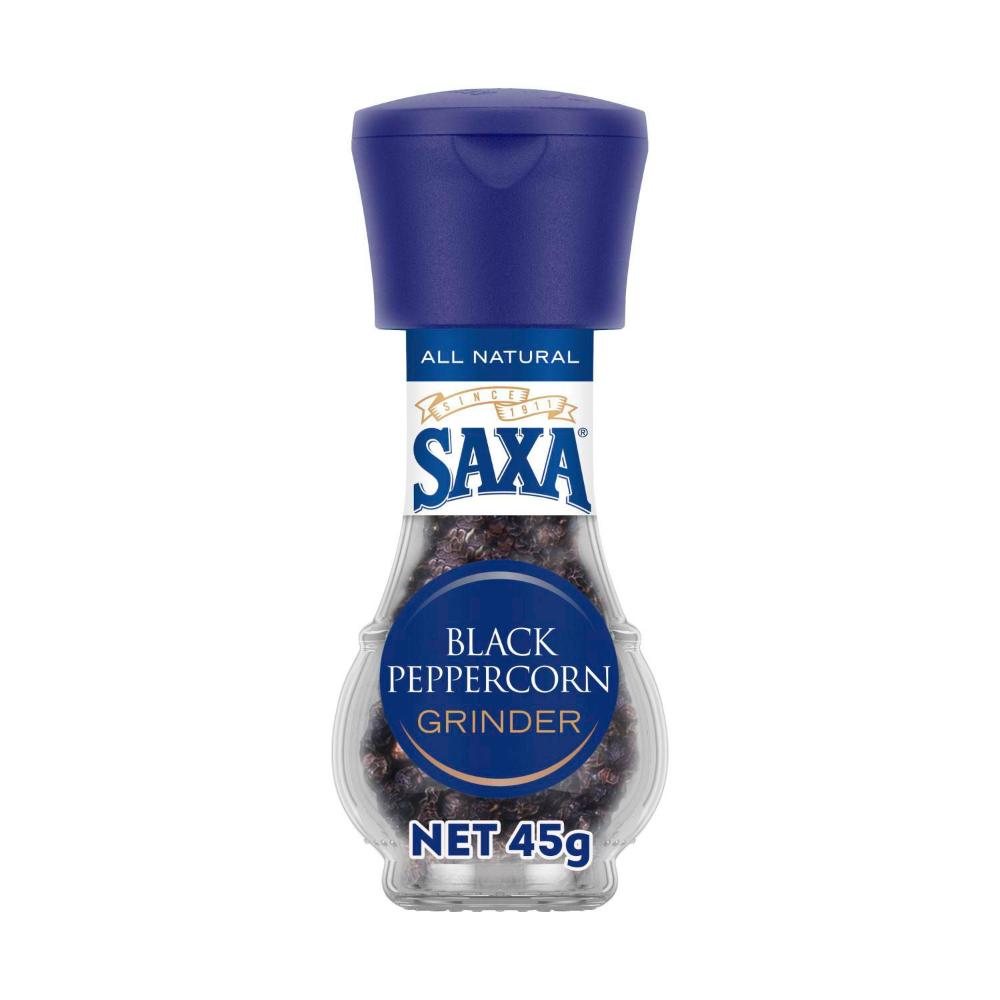 Saxa Pepper Black Peppercorn Grinder - 45g