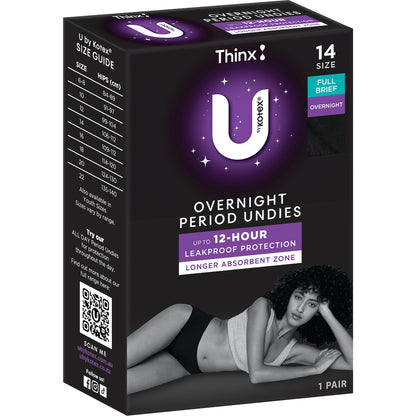 U By Kotex Thinx Period Undies Overnight Briefs Size 14 Each