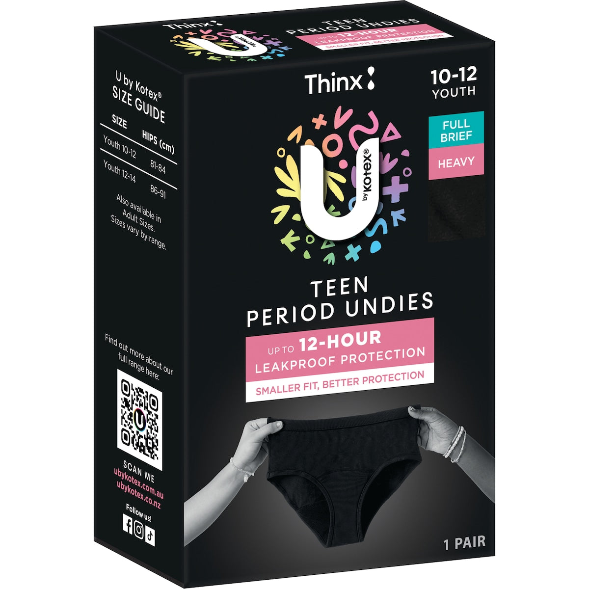 U By Kotex Thinx Period Undies Teen Size Y10-12 Each