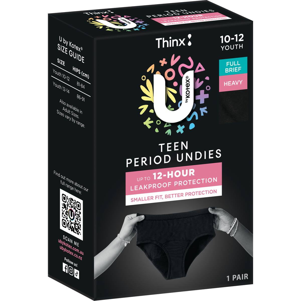 U By Kotex Thinx Period Undies Teen Size Y10-12 Each