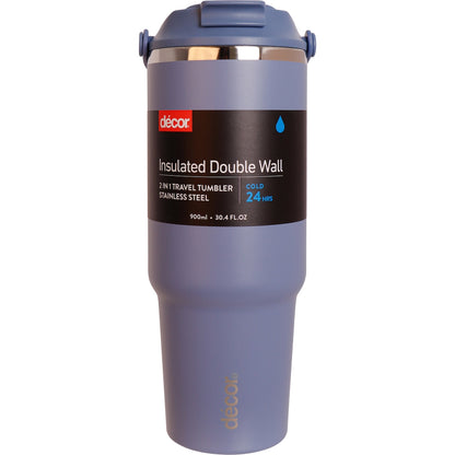 Decor Insulated Double Wall Travel Tumbler Assorted 900ml Each