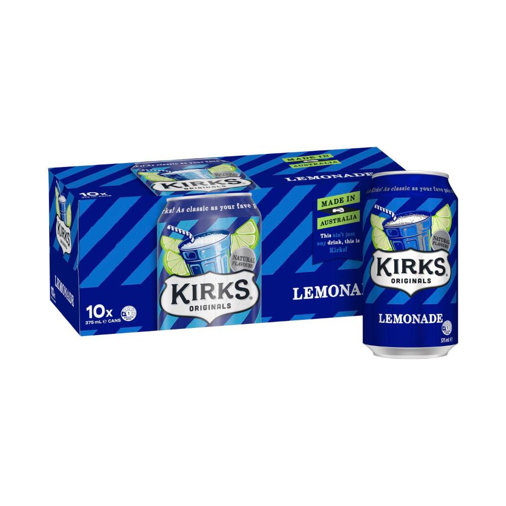 Kirks Lemonade Soft Drink 10x375ml