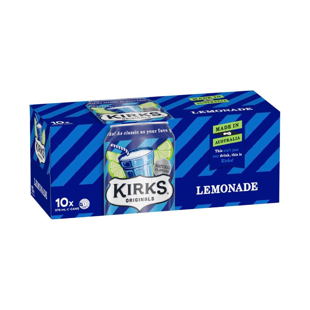 Kirks Lemonade Soft Drink Multipack Cans 375ml - 10 Pack