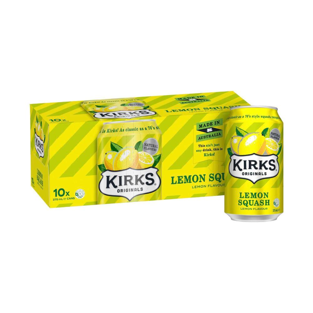 Kirks Lemon Squash Soft Drink 10x375ml