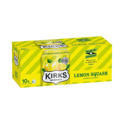 Kirks Lemon Squash Soft Drink Multipack Cans 375ml - 10 Pack