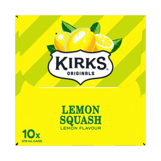 Kirks Lemon Squash Soft Drink Multipack Cans 375ml - 10 Pack