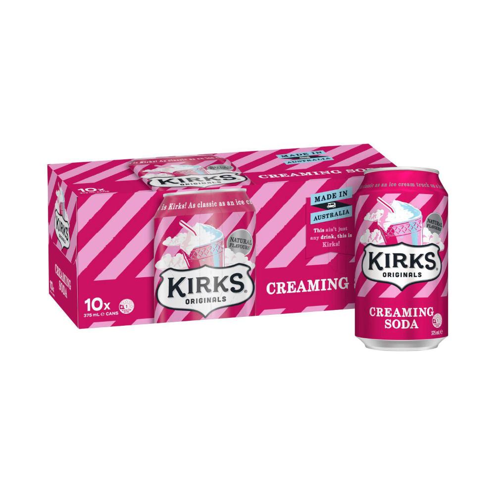 Kirks Creaming Soda Soft Drink Multipack Cans 375ml - 10 Pack
