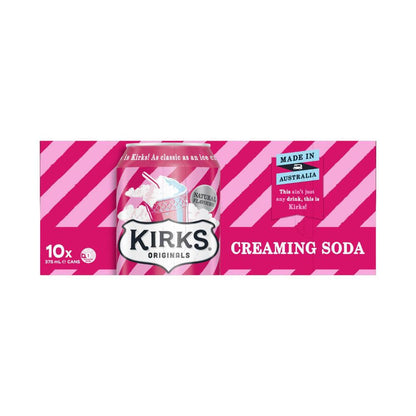 Kirks Creaming Soda Soft Drink Multipack Cans 375ml - 10 Pack