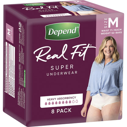 Depend Real Fit Super Incontinence Underwear For Women Medium 8 Pack