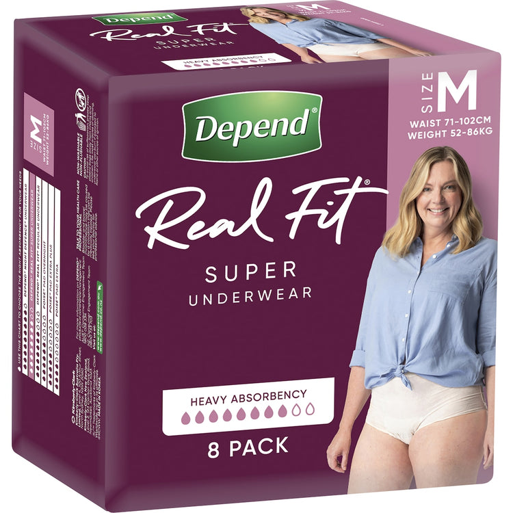 Depend Real Fit Super Incontinence Underwear For Women Medium 8 Pack
