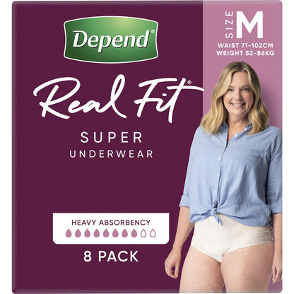 Depend Real Fit Super Incontinence Underwear For Women Medium 8 Pack