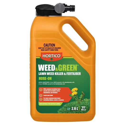 Hortico Weed & Green Lawn Weed Killer & Fertiliser - Hose On - 2.8L