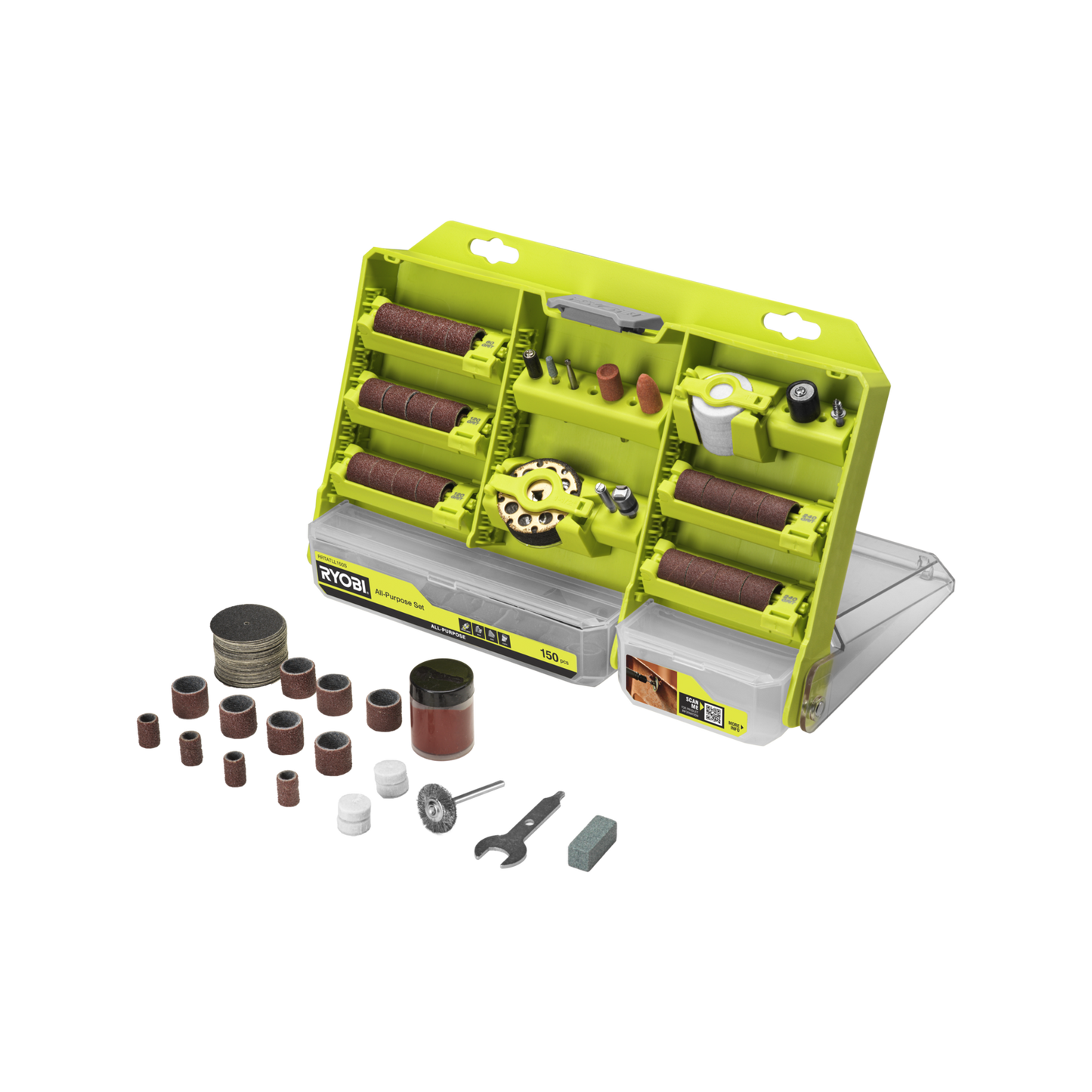 Ryobi Twist Lock Rotary Tool Accessory Set - 55 x 1 x 101mm - 150 Piece
