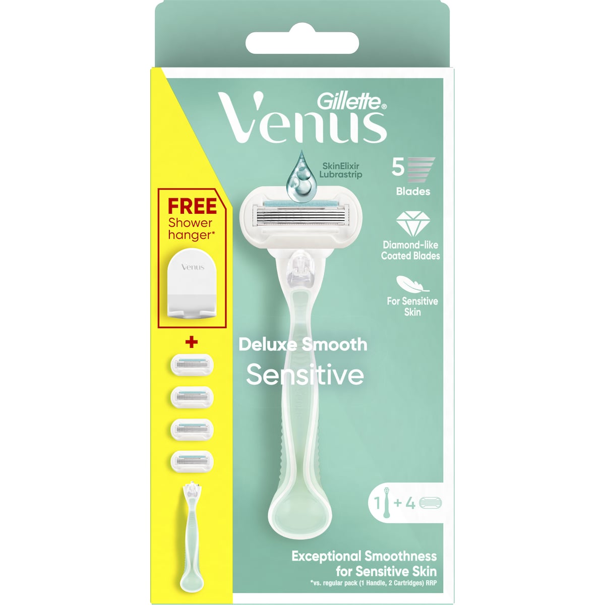 Gillette Venus Deluxe Smooth Sensitive Razor With Shower Hanger 4 pack