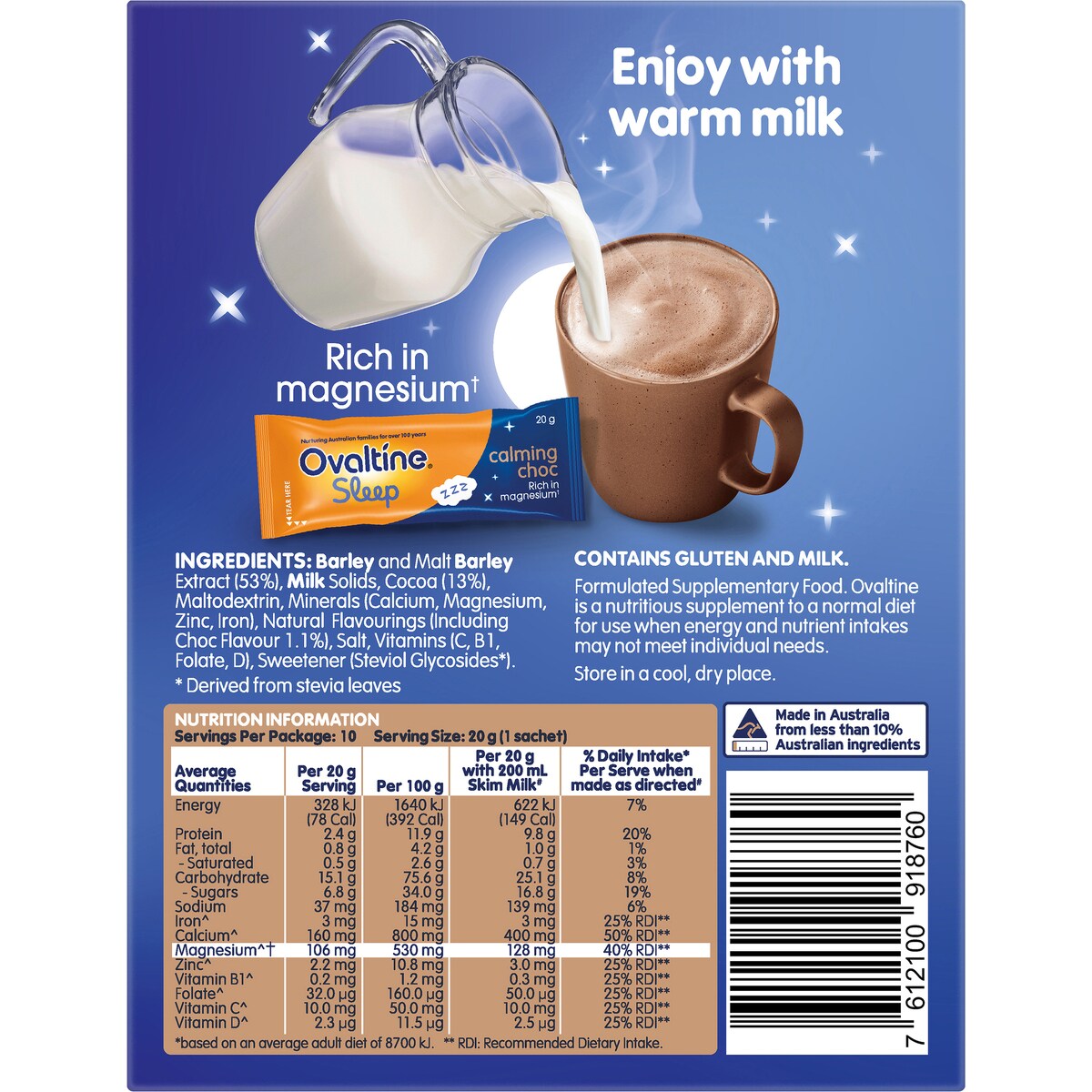 Ovaltine Sleep Calming Chocolate Drink Sachets 10 pack