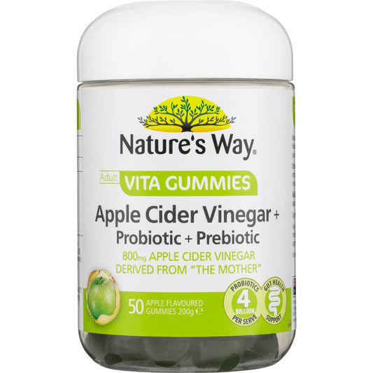 Nature's Way Adult Vita Gummies Apple Cider Vinegar Probiotic Prebiotic 50 Pack