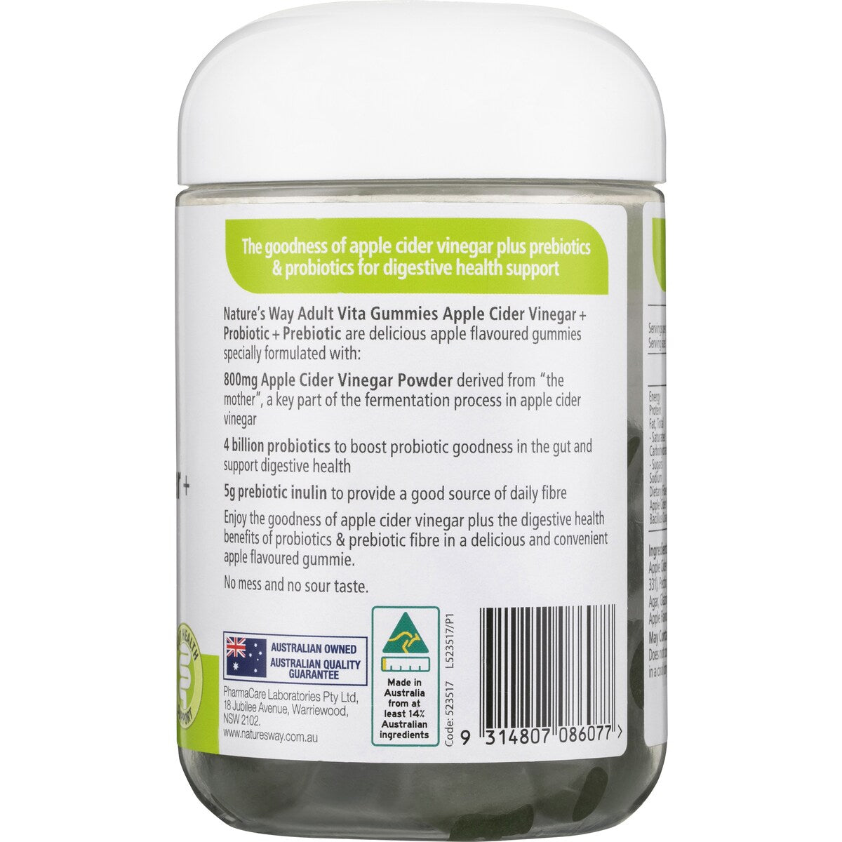 Nature's Way Adult Vita Gummies Apple Cider Vinegar Probiotic Prebiotic 50 pack