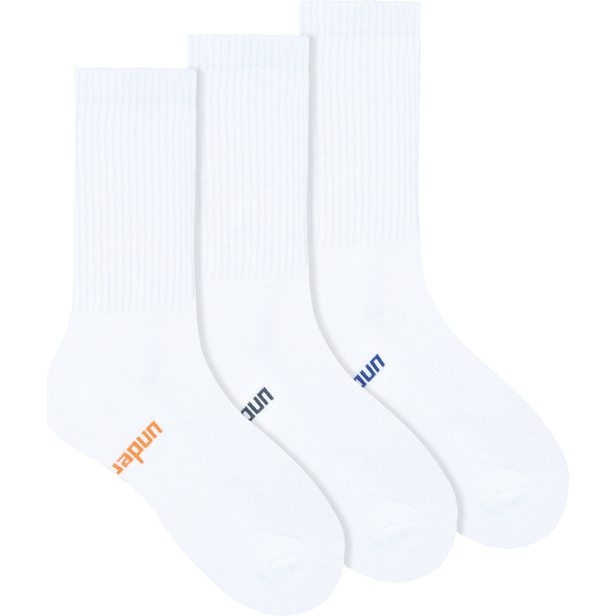 Underworks Mens Cushioned Crew Sports Socks White Size 7-10 3 Pack